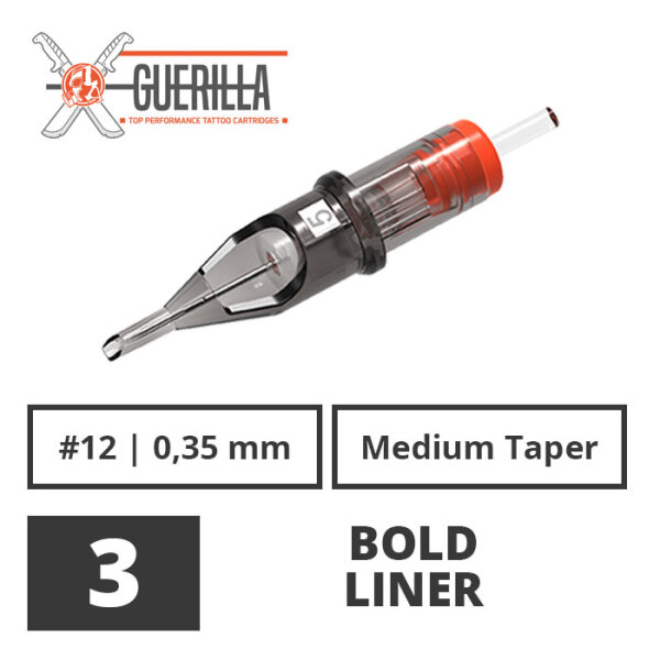 THE INKED ARMY - Guerilla Tattoo Cartridges - 3 Bold Liner 0,35 mm MT - 20 pcs