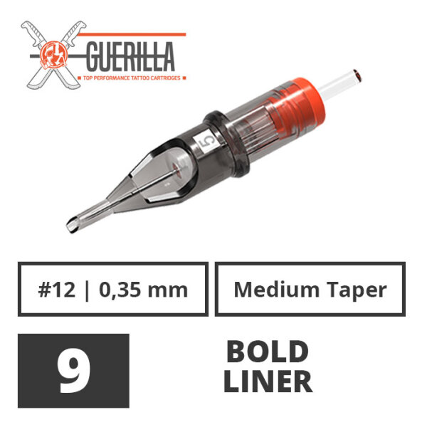 THE INKED ARMY - Guerilla Tattoo Cartridges - 9 Bold Liner 0,35 mm MT - 20 pcs