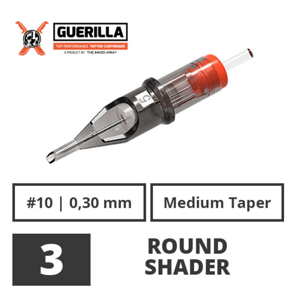 THE INKED ARMY - Guerilla Tattoo Cartridges - 3 Round Shader 0,30 mm MT - 20 Stk.